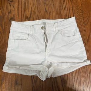 AE white high waisted denim shorts